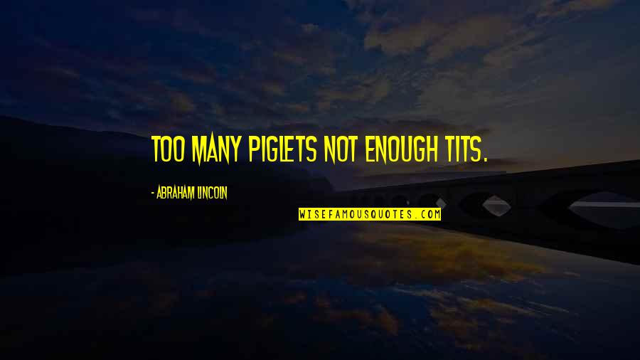 Piglet Quotes By Abraham Lincoln: Too many piglets not enough tits.