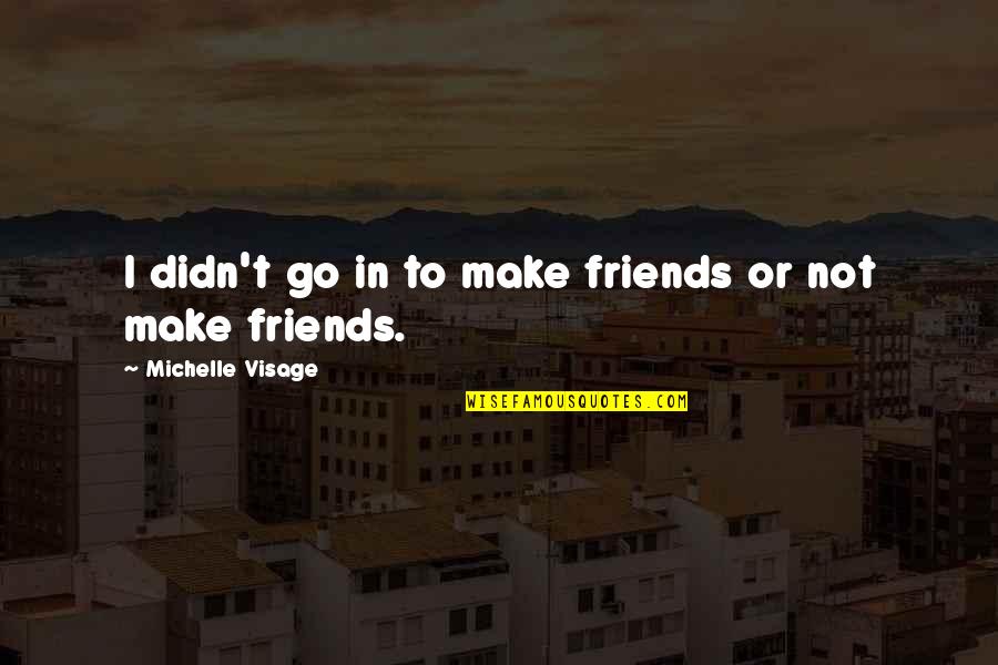 Pigs In Life Quotes By Michelle Visage: I didn't go in to make friends or Pigs In Life Quotes By Michelle Visage: I didn't go in to make friends or