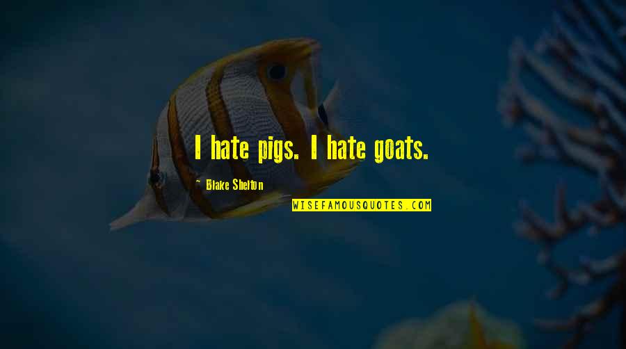 Pigs Quotes By Blake Shelton: I hate pigs. I hate goats. Pigs Quotes By Blake Shelton: I hate pigs. I hate goats.
