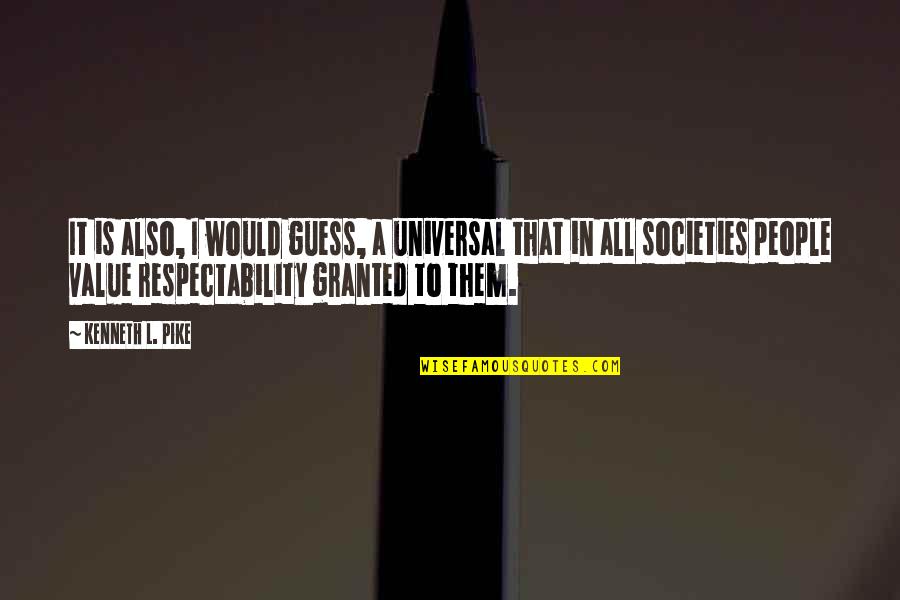 Pike Quotes By Kenneth L. Pike: It is also, I would guess, a universal Pike Quotes By Kenneth L. Pike: It is also, I would guess, a universal