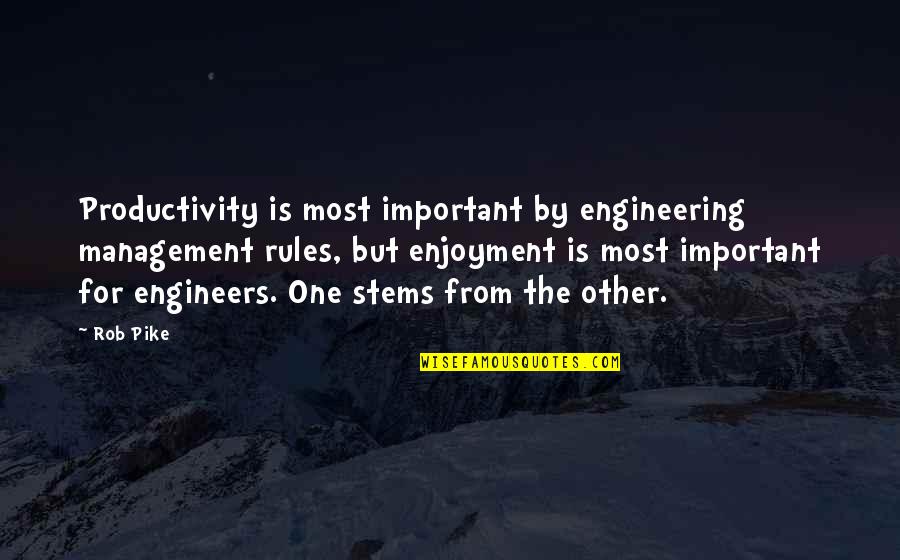 Pike's Quotes By Rob Pike: Productivity is most important by engineering management rules,