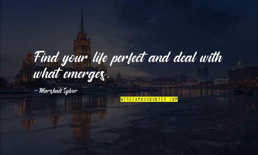 Pilate Quotes By Marshall Sylver: Find your life perfect and deal with what