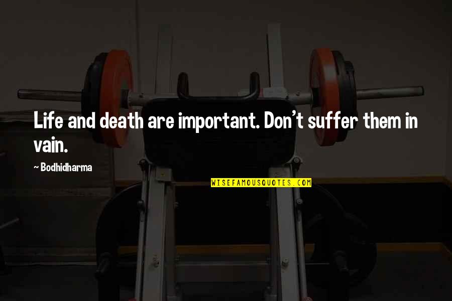 Pilialoha Photography Quotes By Bodhidharma: Life and death are important. Don't suffer them