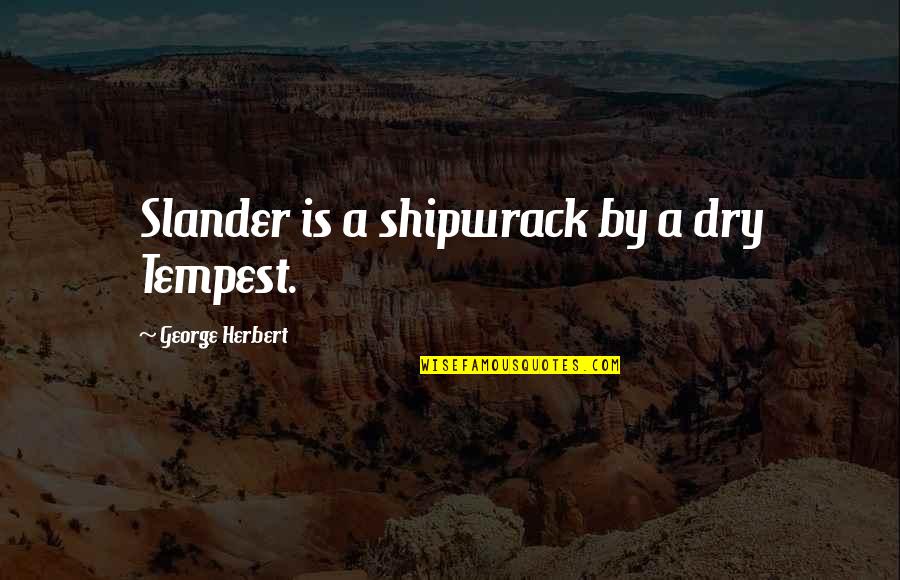 Pillagers Quotes By George Herbert: Slander is a shipwrack by a dry Tempest.