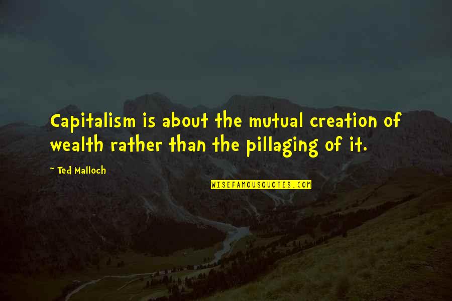 Pillaging Quotes By Ted Malloch: Capitalism is about the mutual creation of wealth