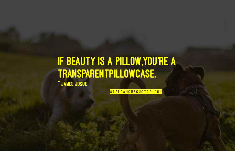 Pillow'd Quotes By James Josue: If beauty is a pillow,You're a transparentPillowcase.