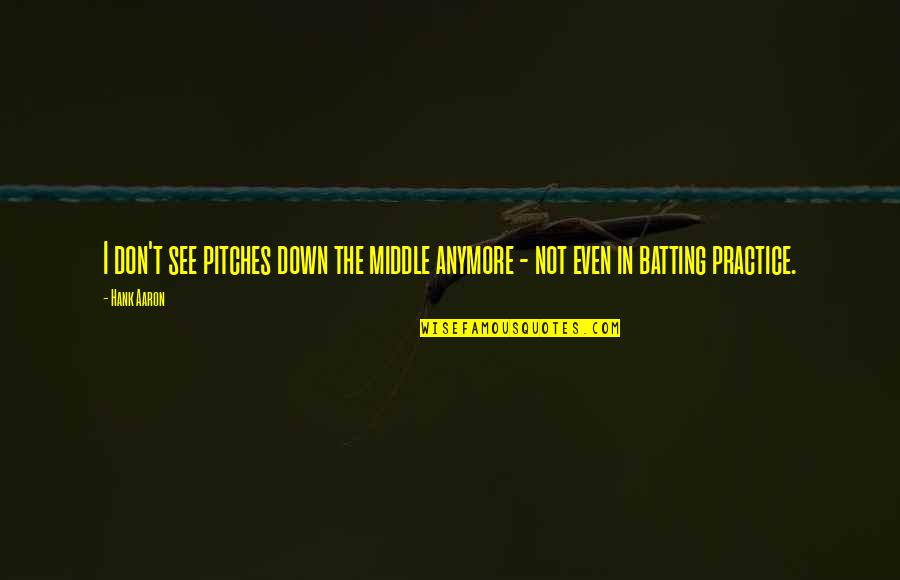 Pillowman Reviews Quotes By Hank Aaron: I don't see pitches down the middle anymore