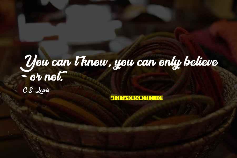 Pillowof Quotes By C.S. Lewis: You can't know, you can only believe -