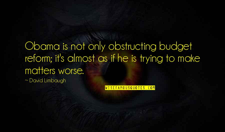 Pilo Family Circus Quotes By David Limbaugh: Obama is not only obstructing budget reform; it's Pilo Family Circus Quotes By David Limbaugh: Obama is not only obstructing budget reform; it's