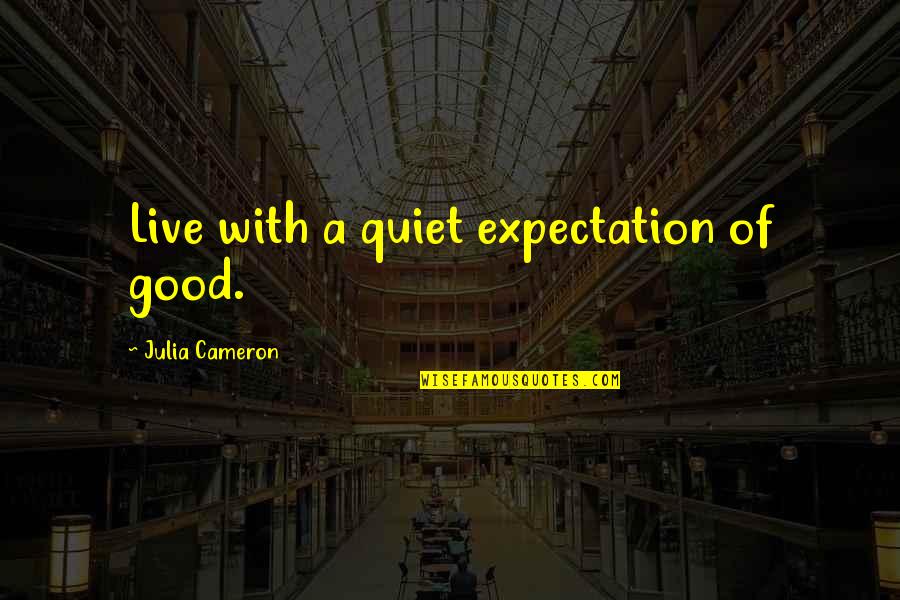 Pinchas Zukerman Quotes By Julia Cameron: Live with a quiet expectation of good.
