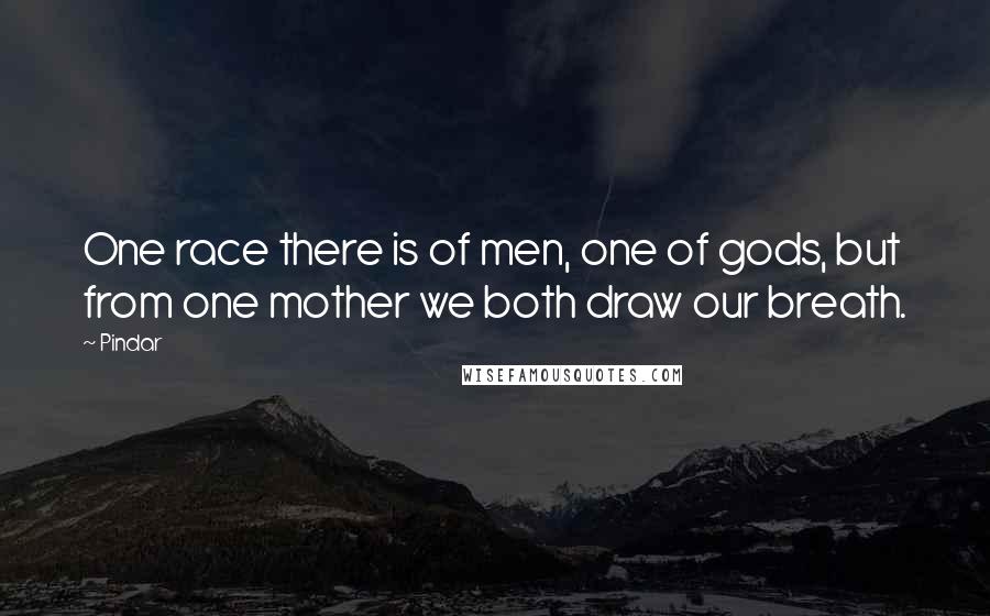 Pindar quotes: One race there is of men, one of gods, but from one mother we both draw our breath.