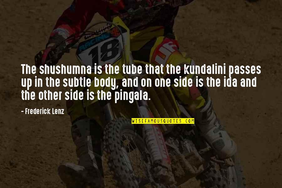 Pingala Quotes By Frederick Lenz: The shushumna is the tube that the kundalini