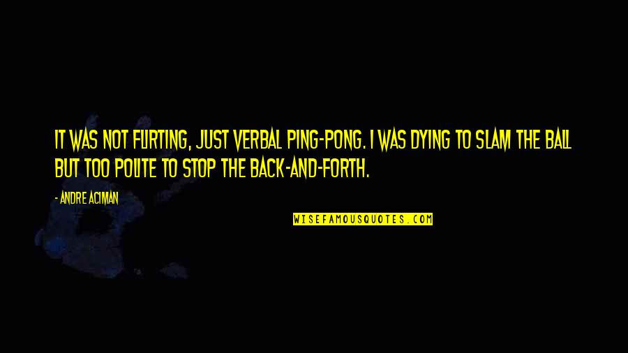 Ping's Quotes By Andre Aciman: It was not flirting, just verbal ping-pong. I