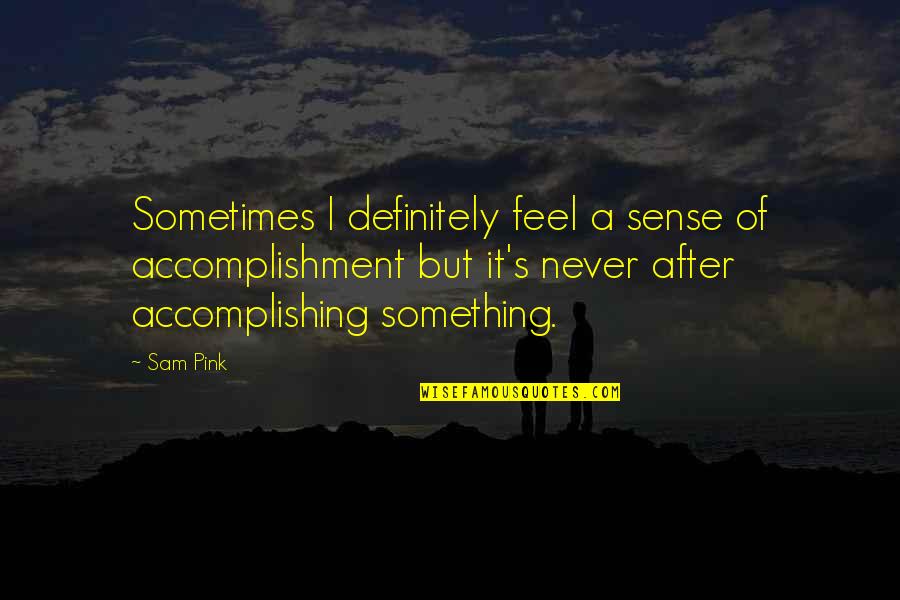 Pink Pink Quotes By Sam Pink: Sometimes I definitely feel a sense of accomplishment