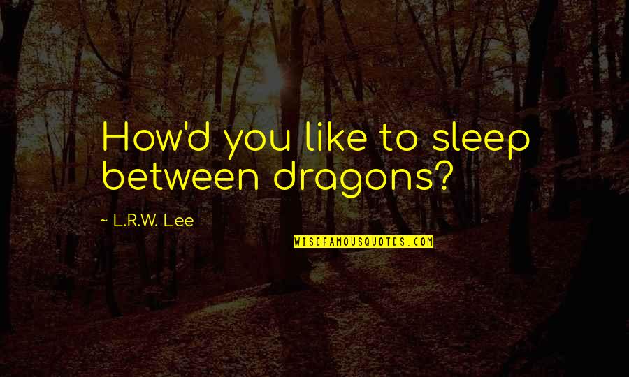 Pink Shoes Quotes By L.R.W. Lee: How'd you like to sleep between dragons?