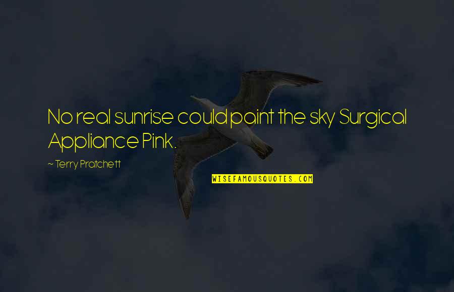 Pink Sky Quotes By Terry Pratchett: No real sunrise could paint the sky Surgical
