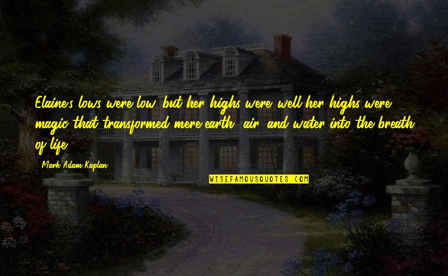 Pink Theme Quotes By Mark Adam Kaplan: Elaine's lows were low, but her highs were...well