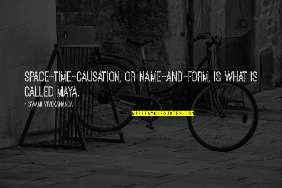 Pinken Pull Quotes By Swami Vivekananda: Space-time-causation, or name-and-form, is what is called Maya.