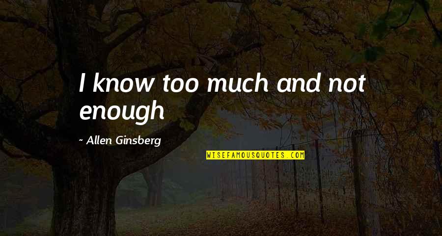 Pinklao Quotes By Allen Ginsberg: I know too much and not enough