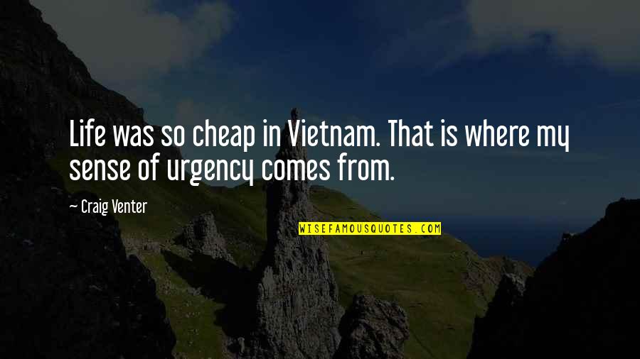 Pinsetters Menu Quotes By Craig Venter: Life was so cheap in Vietnam. That is