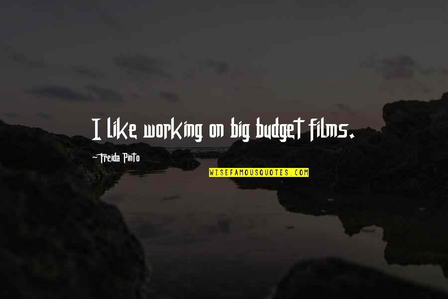 Pinto's Quotes By Freida Pinto: I like working on big budget films.