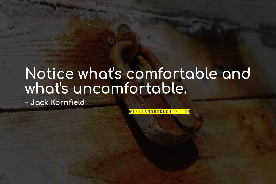Piotra Najsztuba Quotes By Jack Kornfield: Notice what's comfortable and what's uncomfortable. Piotra Najsztuba Quotes By Jack Kornfield: Notice what's comfortable and what's uncomfortable.