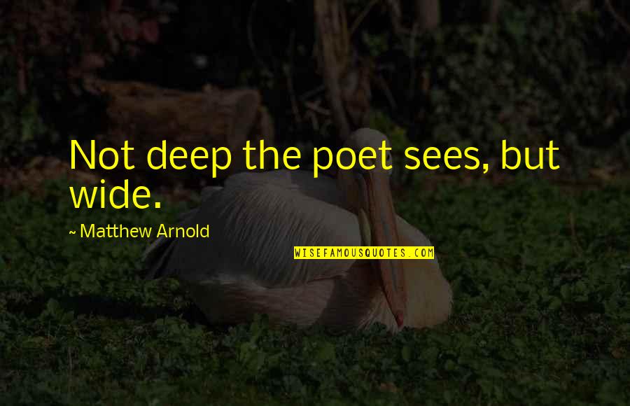 Pip Loves Estella Quotes By Matthew Arnold: Not deep the poet sees, but wide. Pip Loves Estella Quotes By Matthew Arnold: Not deep the poet sees, but wide.