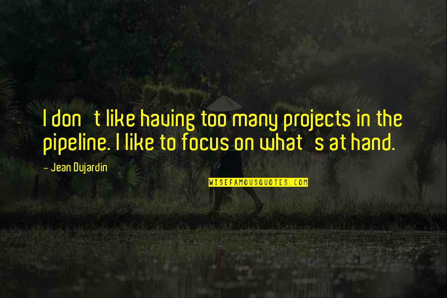 Pipeline Quotes By Jean Dujardin: I don't like having too many projects in