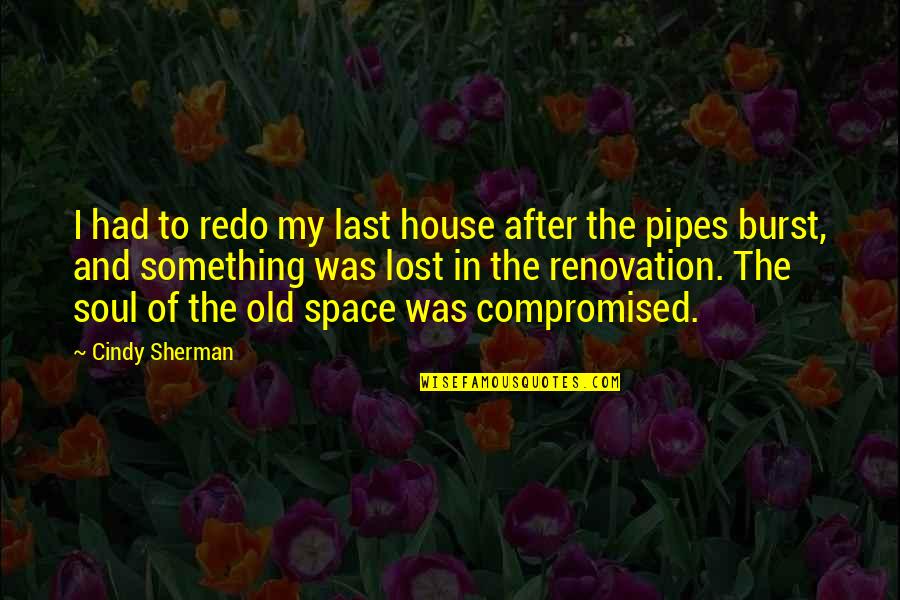 Pipes Quotes By Cindy Sherman: I had to redo my last house after