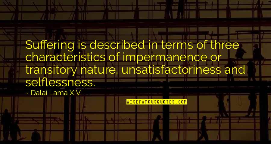 Pippin Took Quotes By Dalai Lama XIV: Suffering is described in terms of three characteristics Pippin Took Quotes By Dalai Lama XIV: Suffering is described in terms of three characteristics