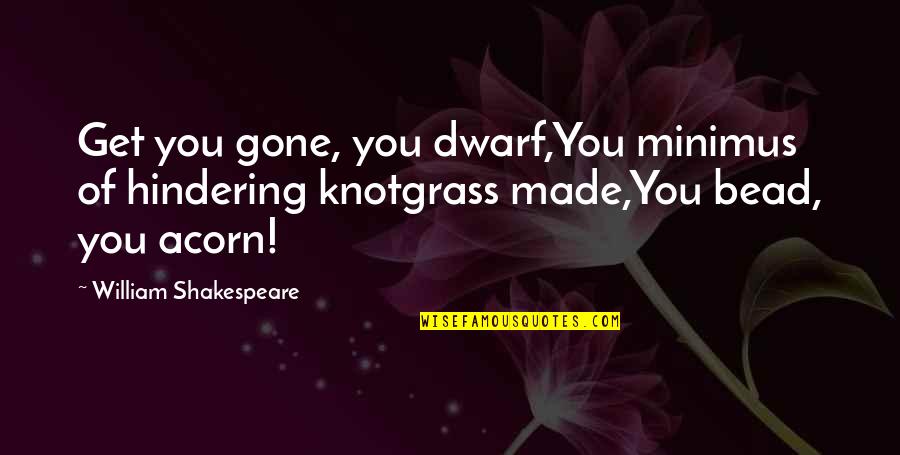 Pir E Kamil Quotes By William Shakespeare: Get you gone, you dwarf,You minimus of hindering Pir E Kamil Quotes By William Shakespeare: Get you gone, you dwarf,You minimus of hindering