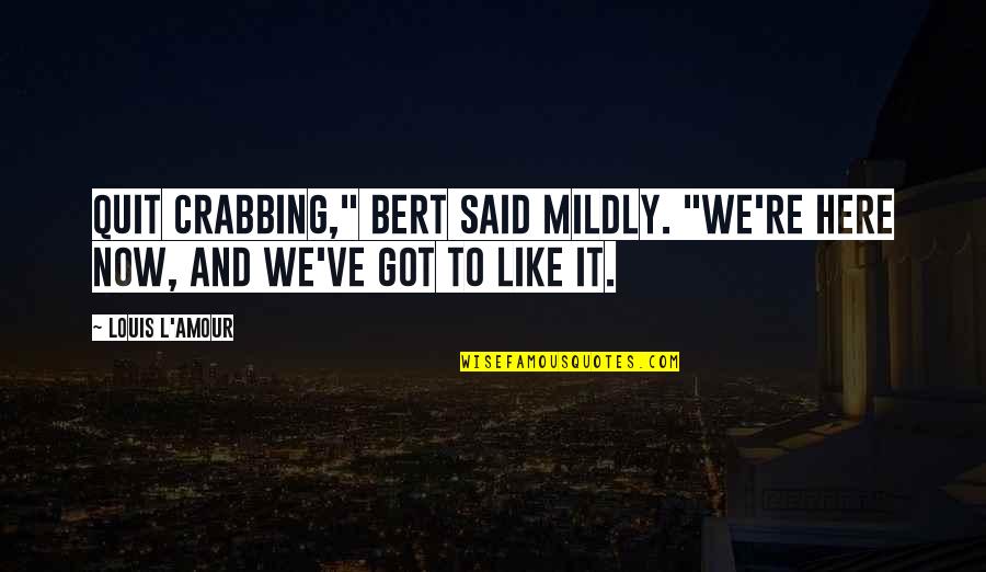 Pir Mides Ecol Gicas Quotes By Louis L'Amour: Quit crabbing," Bert said mildly. "We're here now,
