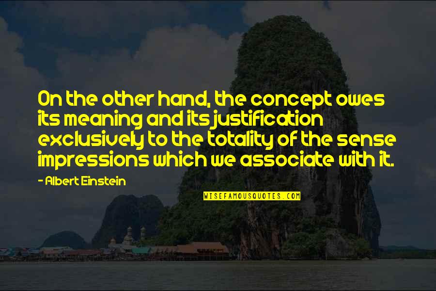 Pirmajam Quotes By Albert Einstein: On the other hand, the concept owes its
