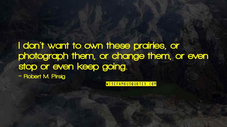 Pirsig Robert Quotes By Robert M. Pirsig: I don't want to own these prairies, or Pirsig Robert Quotes By Robert M. Pirsig: I don't want to own these prairies, or