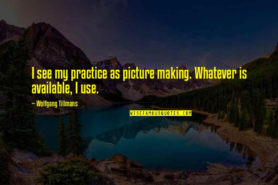 Pisacano Scholarship Quotes By Wolfgang Tillmans: I see my practice as picture making. Whatever