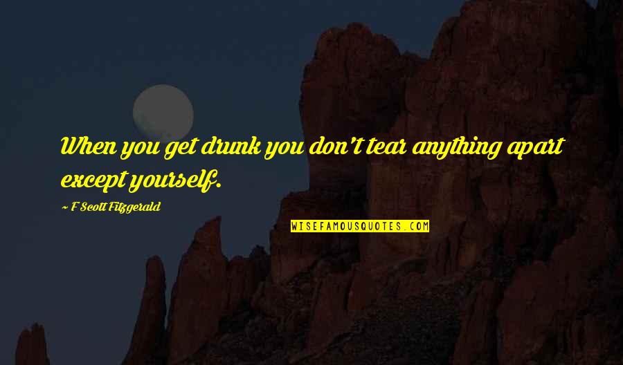 Pisces And Taurus Friendship Quotes By F Scott Fitzgerald: When you get drunk you don't tear anything Pisces And Taurus Friendship Quotes By F Scott Fitzgerald: When you get drunk you don't tear anything