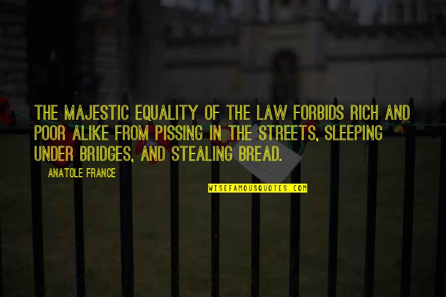 Pissing Quotes By Anatole France: The majestic equality of the law forbids rich Pissing Quotes By Anatole France: The majestic equality of the law forbids rich