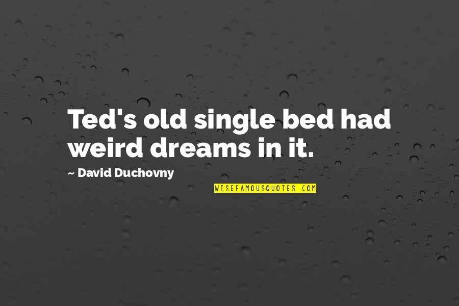 Pista Cake Quotes By David Duchovny: Ted's old single bed had weird dreams in