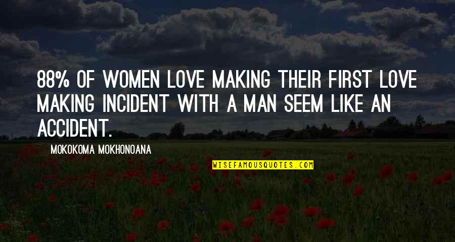 Pistachios Quotes By Mokokoma Mokhonoana: 88% of women love making their first love