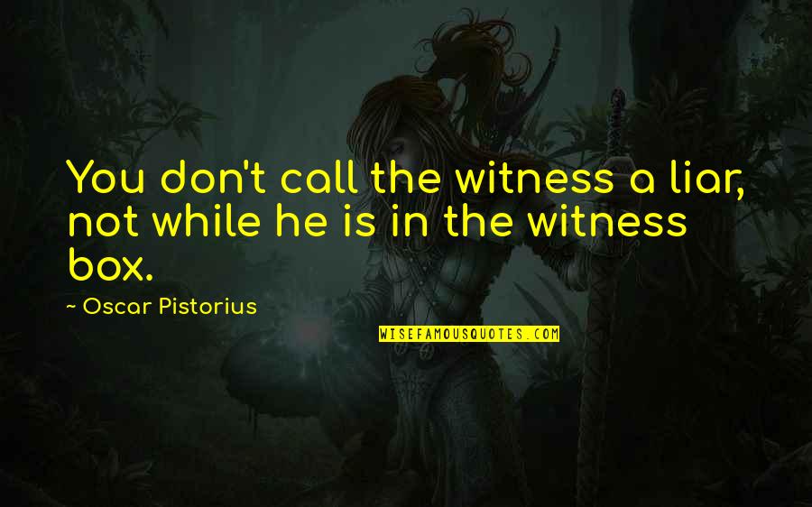 Pistorius Oscar Quotes By Oscar Pistorius: You don't call the witness a liar, not
