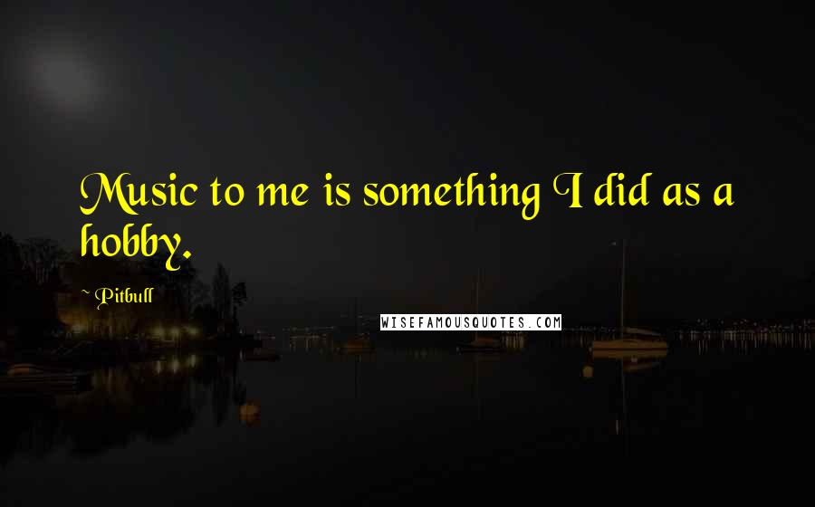 Pitbull quotes: Music to me is something I did as a hobby.