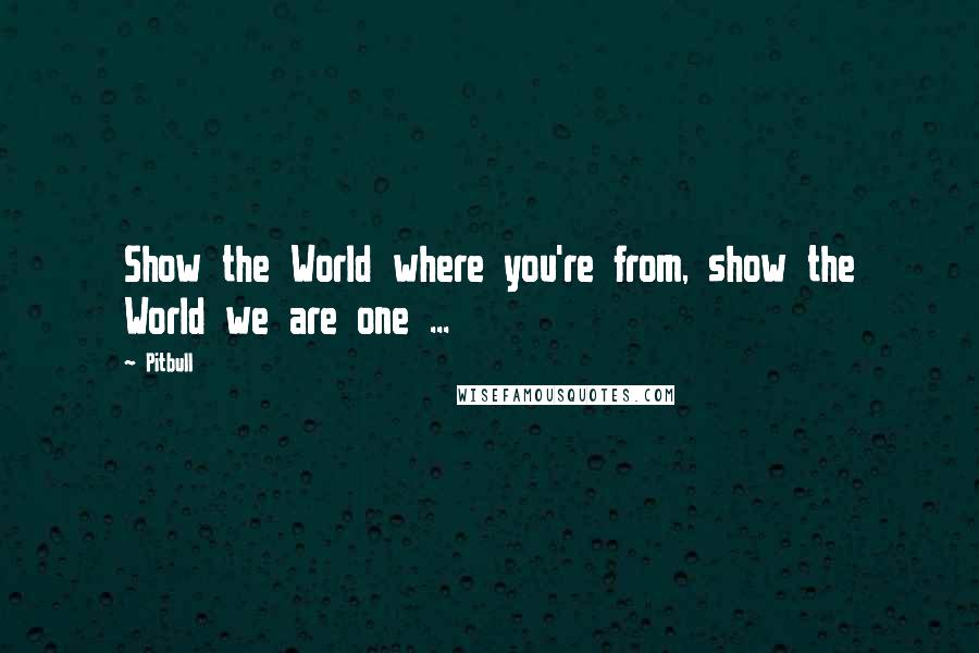 Pitbull quotes: Show the World where you're from, show the World we are one ...