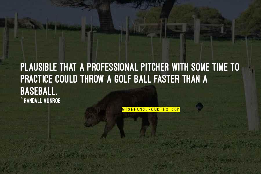 Pitcher Quotes By Randall Munroe: Plausible that a professional pitcher with some time