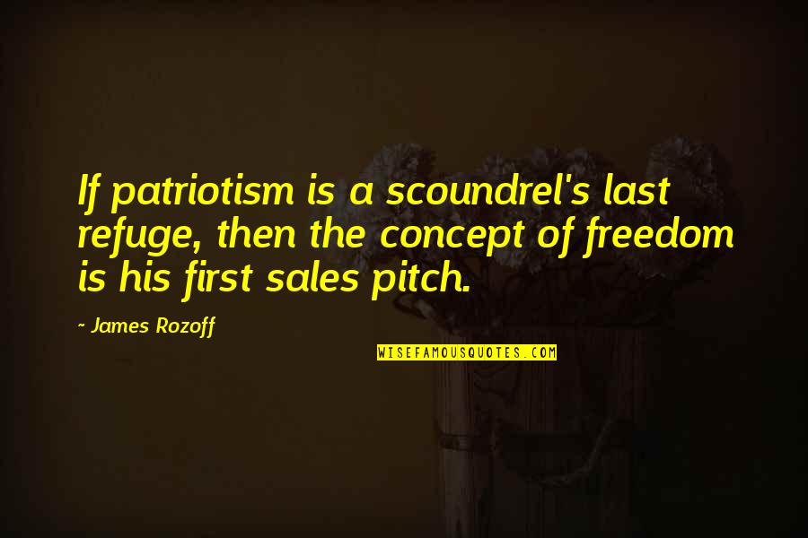 Pitch's Quotes By James Rozoff: If patriotism is a scoundrel's last refuge, then