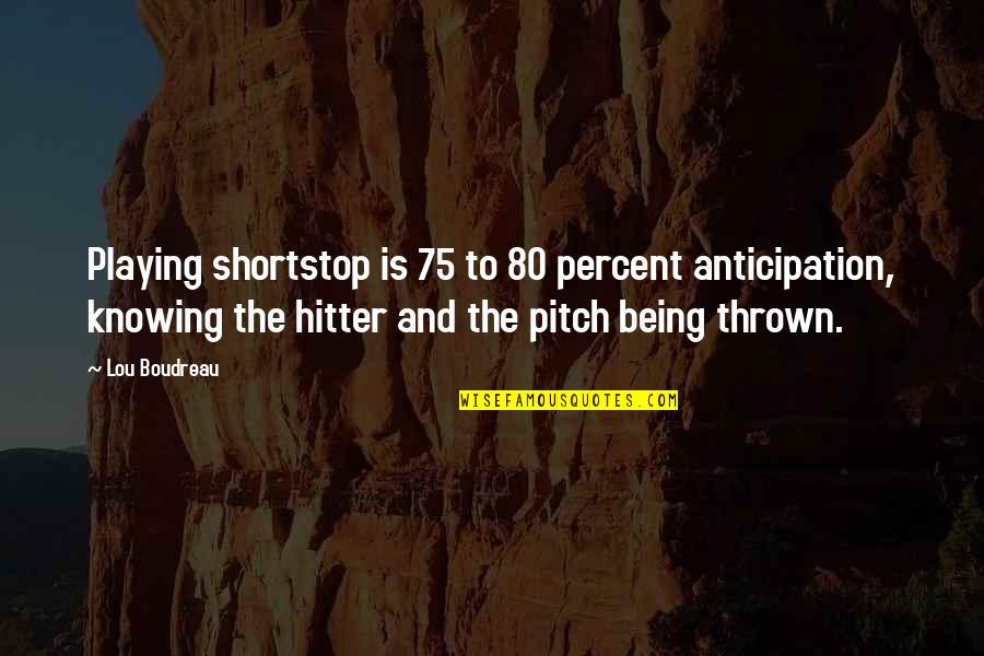 Pitch's Quotes By Lou Boudreau: Playing shortstop is 75 to 80 percent anticipation, Pitch's Quotes By Lou Boudreau: Playing shortstop is 75 to 80 percent anticipation,