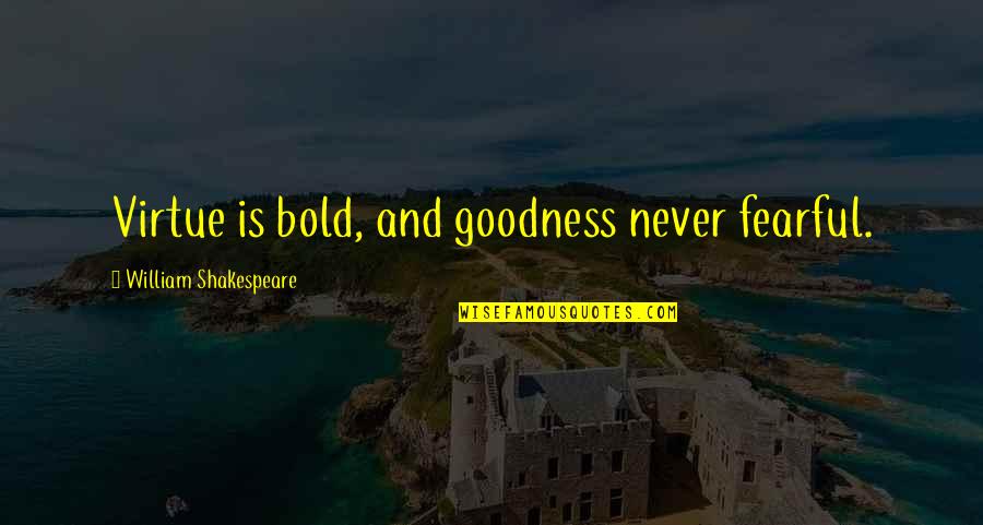 Piteous Quotes By William Shakespeare: Virtue is bold, and goodness never fearful.