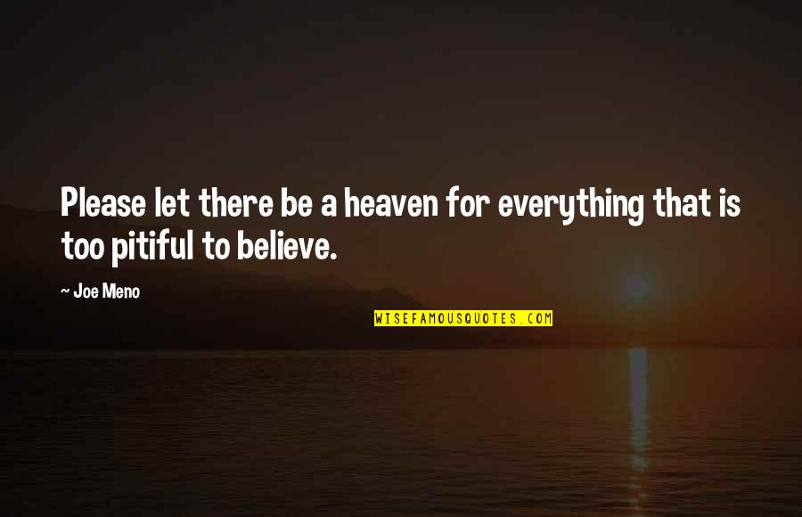 Pitiful Quotes By Joe Meno: Please let there be a heaven for everything