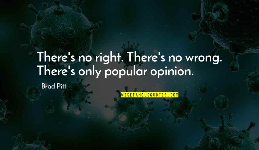 Pitt Quotes By Brad Pitt: There's no right. There's no wrong. There's only