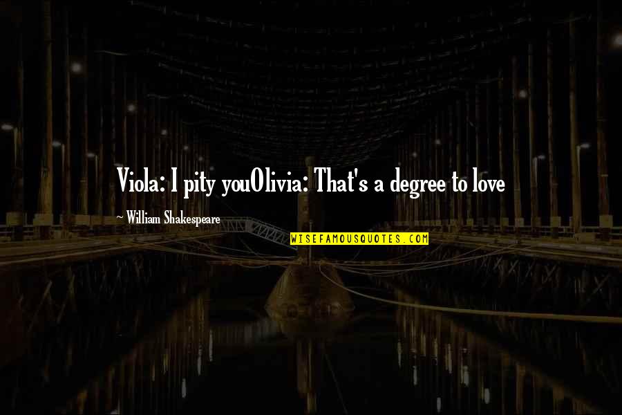 Pity Love Quotes By William Shakespeare: Viola: I pity youOlivia: That's a degree to