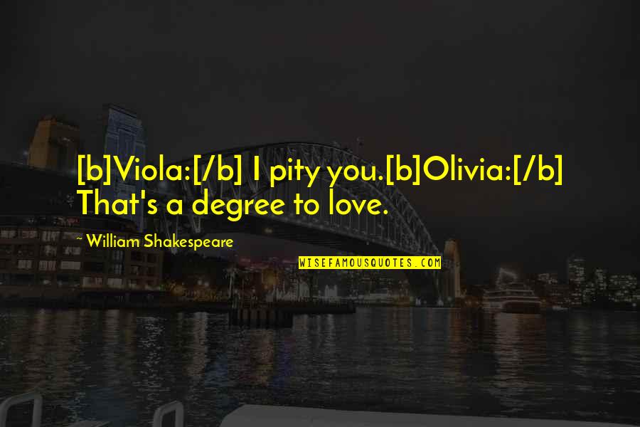 Pity Love Quotes By William Shakespeare: [b]Viola:[/b] I pity you.[b]Olivia:[/b] That's a degree to